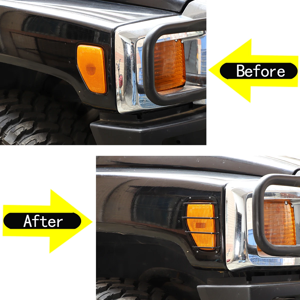 

carbon steel Car side turn signal tail light protective grille Fit for Hummer H3 2005-2009 Auto Accessories