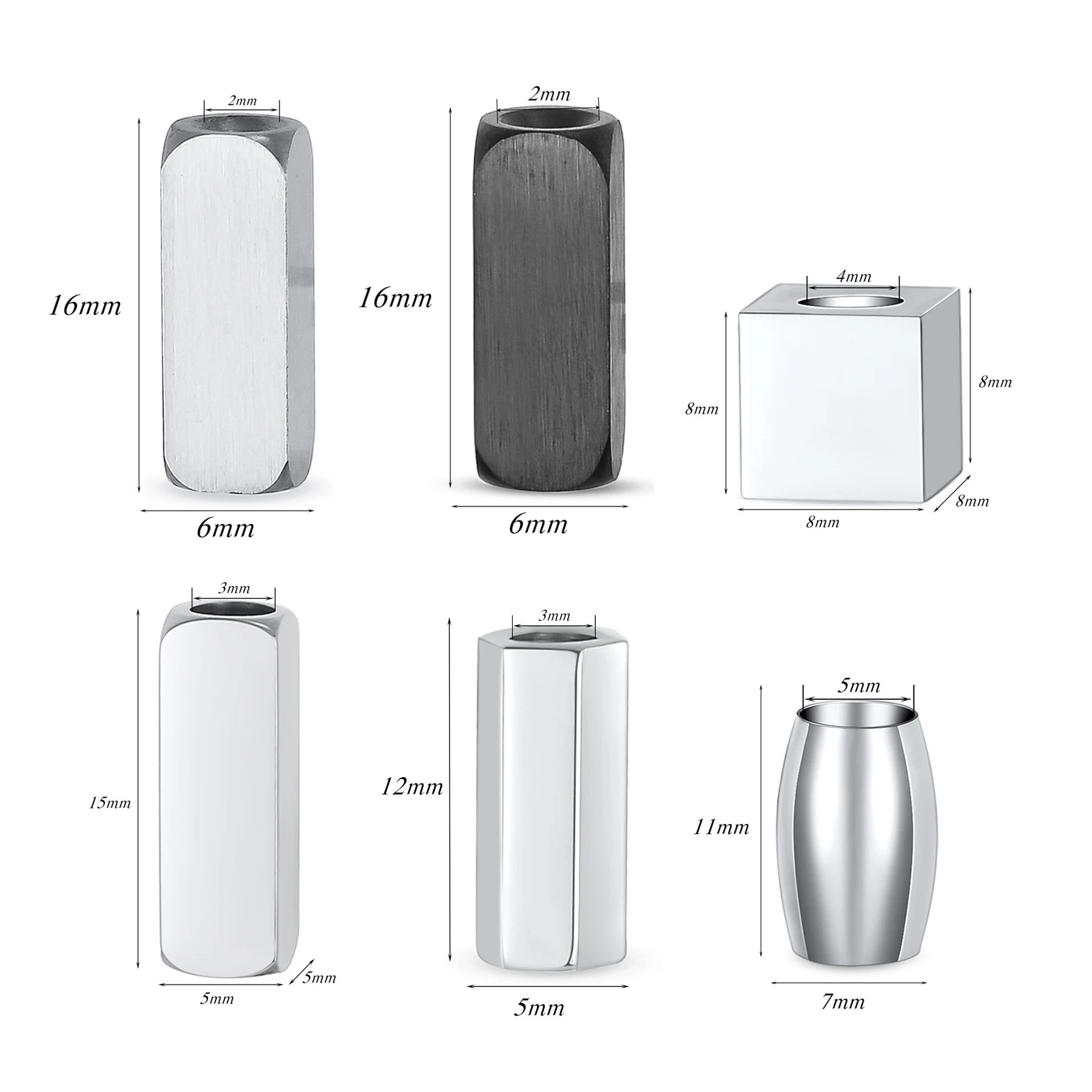 

6pcs/lot Custom Text Polished Stainless Steel Spacer Beads Metal Loose Beads For Women Men DIY Bracelet Necklace Jewelry Making