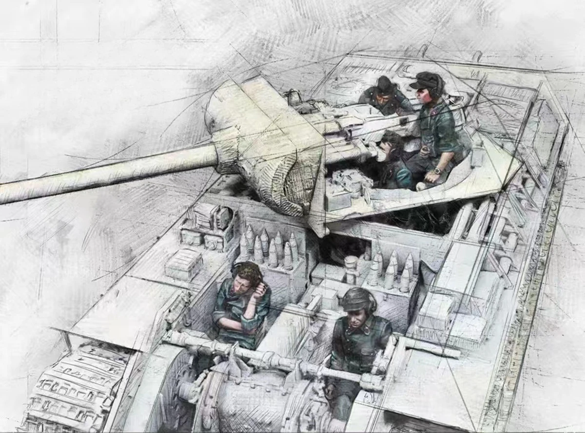Kit de modelo de figura de resina 1/35 sin pintar, tema militar (5 personas sin tanque), sin montar y sin pintar, GK