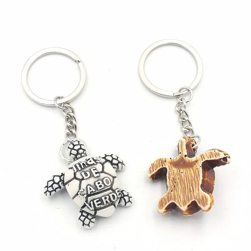 RUEMOY Cabo Verde Island Turtle Keychain Resin Imitation Bone Key Ring Beach Vacation Handbag Pendant Gift