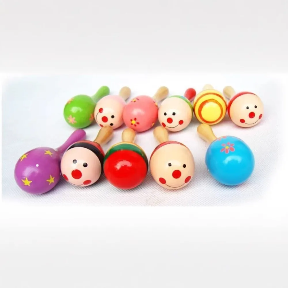 Wooden Small Hammer Toy for Babies 0 3 Years Practice Grasping Skills with Cartoon Sand Ball Rattle Developmental Activity