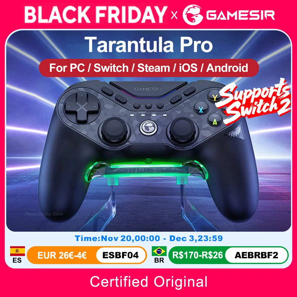 GameSir Tarantula Pro Gamepads PC for Nintendo Switch 2 Switch Android iOS TMR Hall sticks NFC 6 axis Gyro 9 Programmable Button
