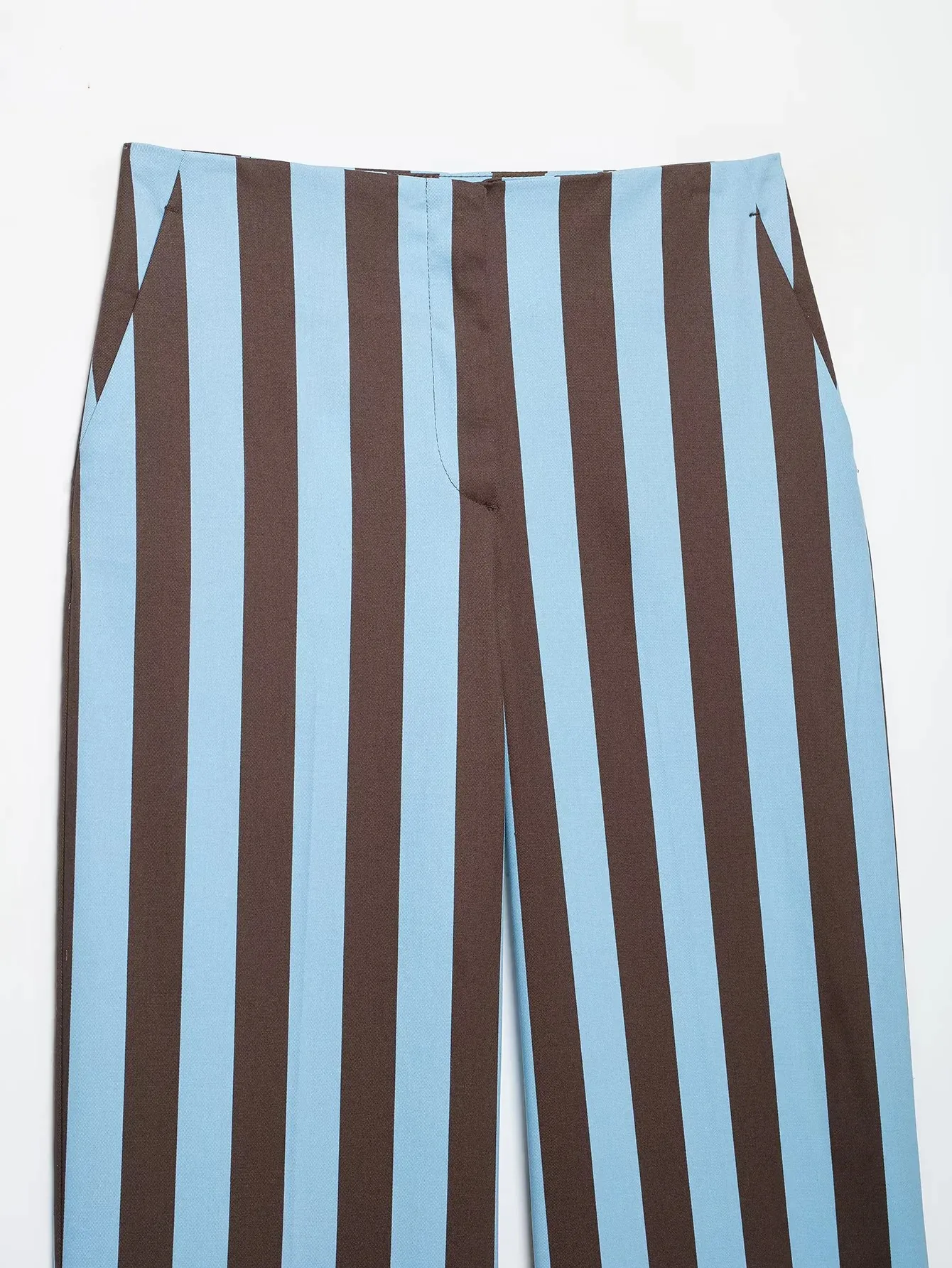 Damenmode Sommer 2026 Gestreifter Freizeitanzug mit Knoten, Gerade Weste + Lange Hose mit Reißverschlusstaschen, Vintage Schicker Damenanzug – Detail 11