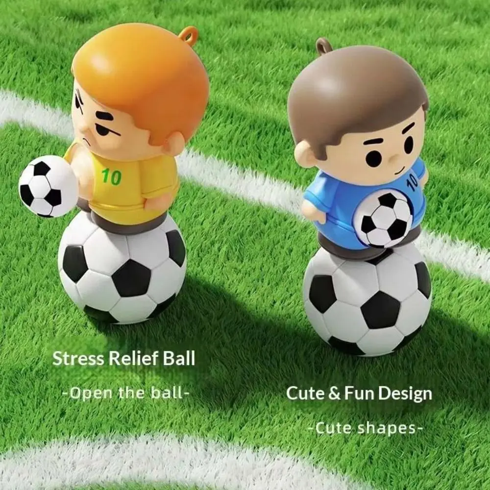 Music Rebound Decompression Toy Press Cute Design Football Player Pinch Toy Football Shape Squeeze Football Squeeze Toy Kids