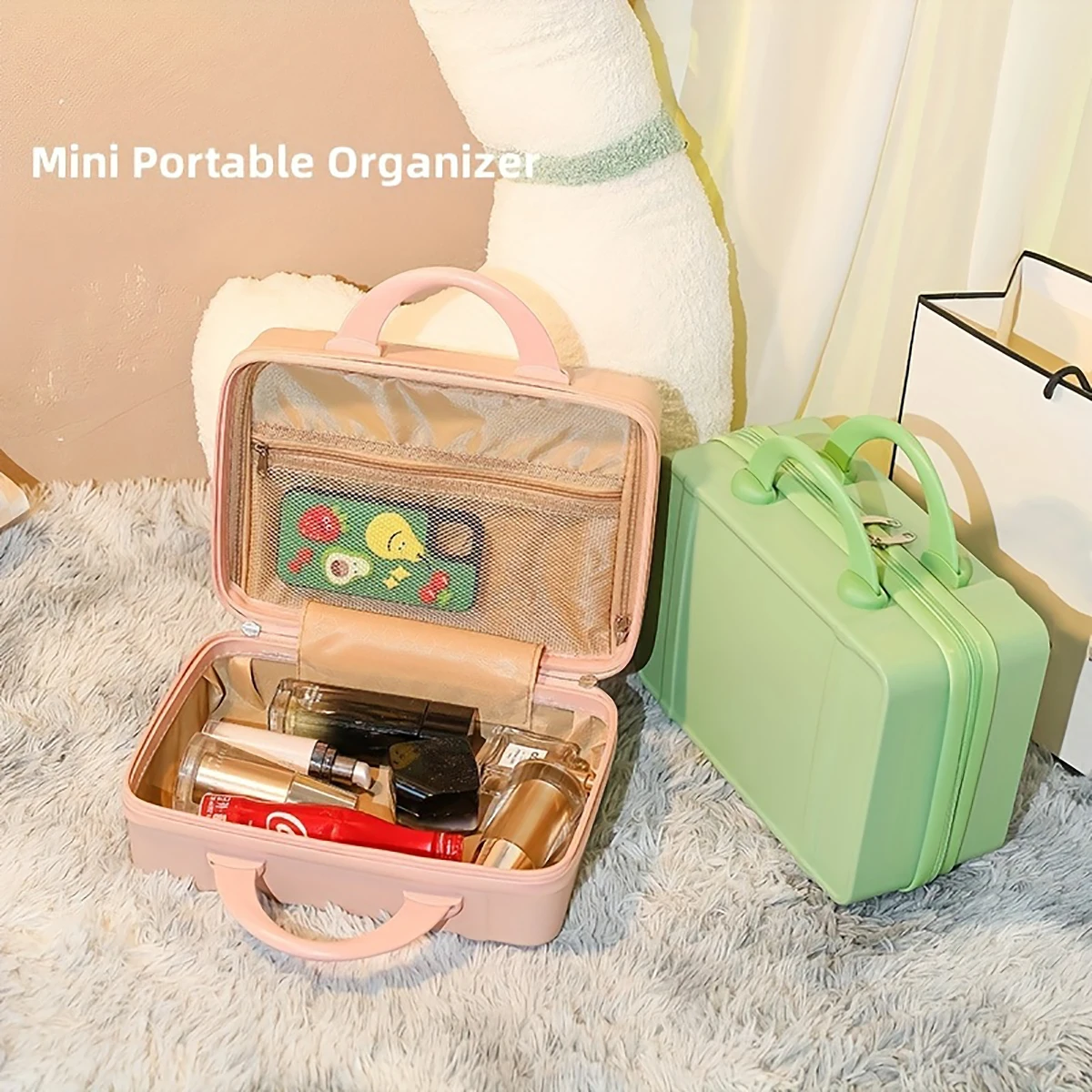 Vintage Makeup Case 14-inch small makeup case Suitcase Cute girl gift travel makeup storage case