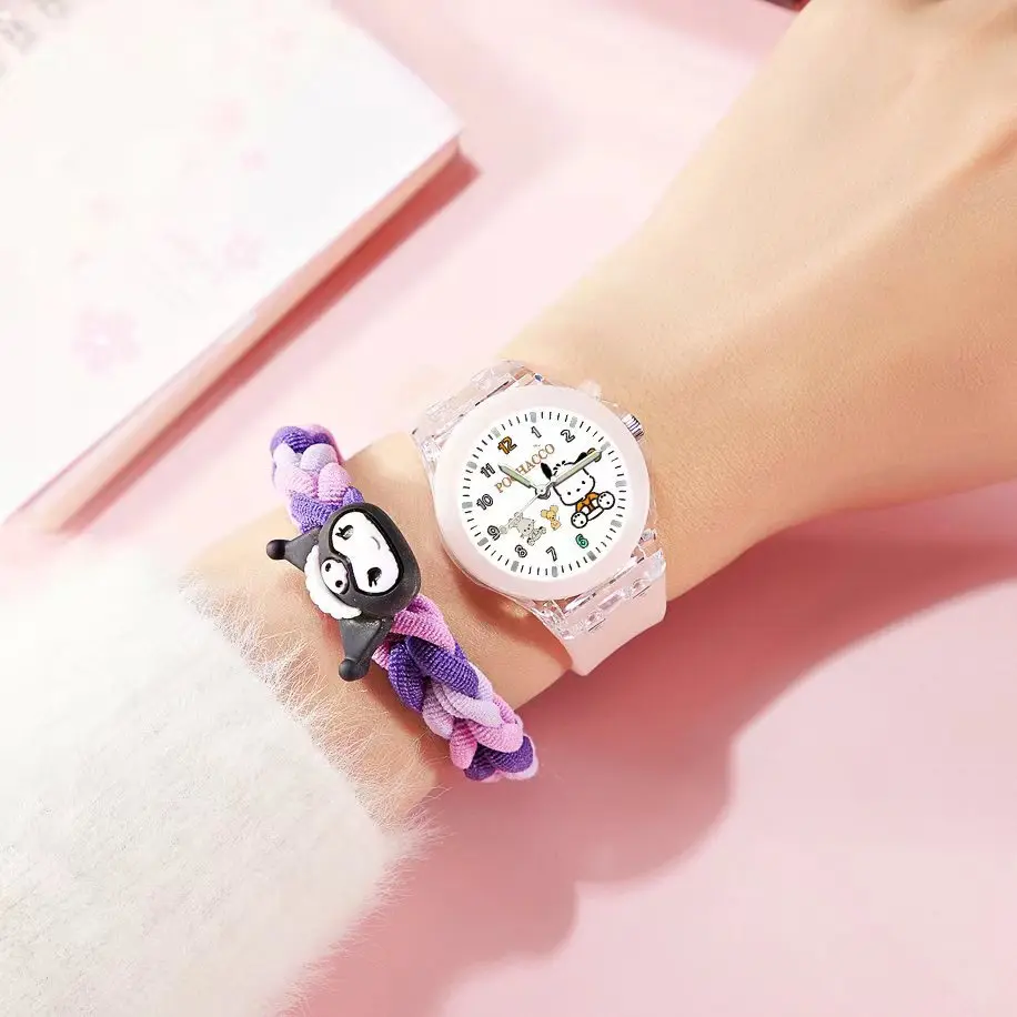 Sanrio Watch Kawaii Pochacco Cinnamoroll Kuromi Smart Bracelet Anime Student Multifunctional Waterproof Watch Anime Luminous