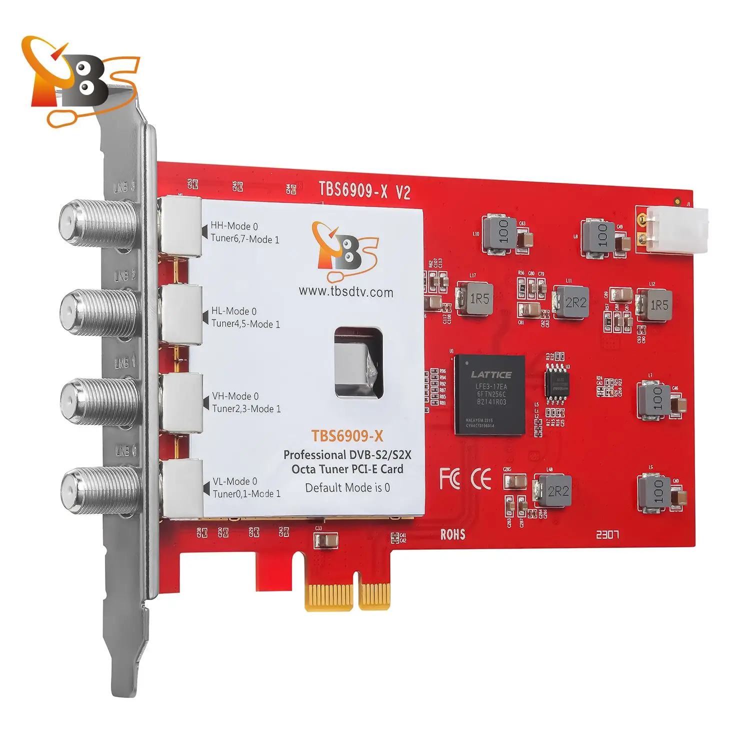 TBS6909X Scheda PCIe sintonizzatore TV DVB-S/S2/S2X 8 Octa per guardare e registrare canali FTA satellitari compatibili con TVheadend