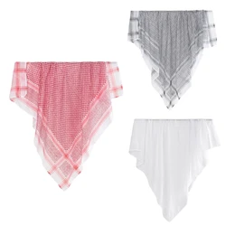 Men Ethnic Headwrap Shemagh Scarf Sun Protective Arab Keffiyeh Headscarf Adult Muslims Arabian Headcover Traditional Hijab Shawl