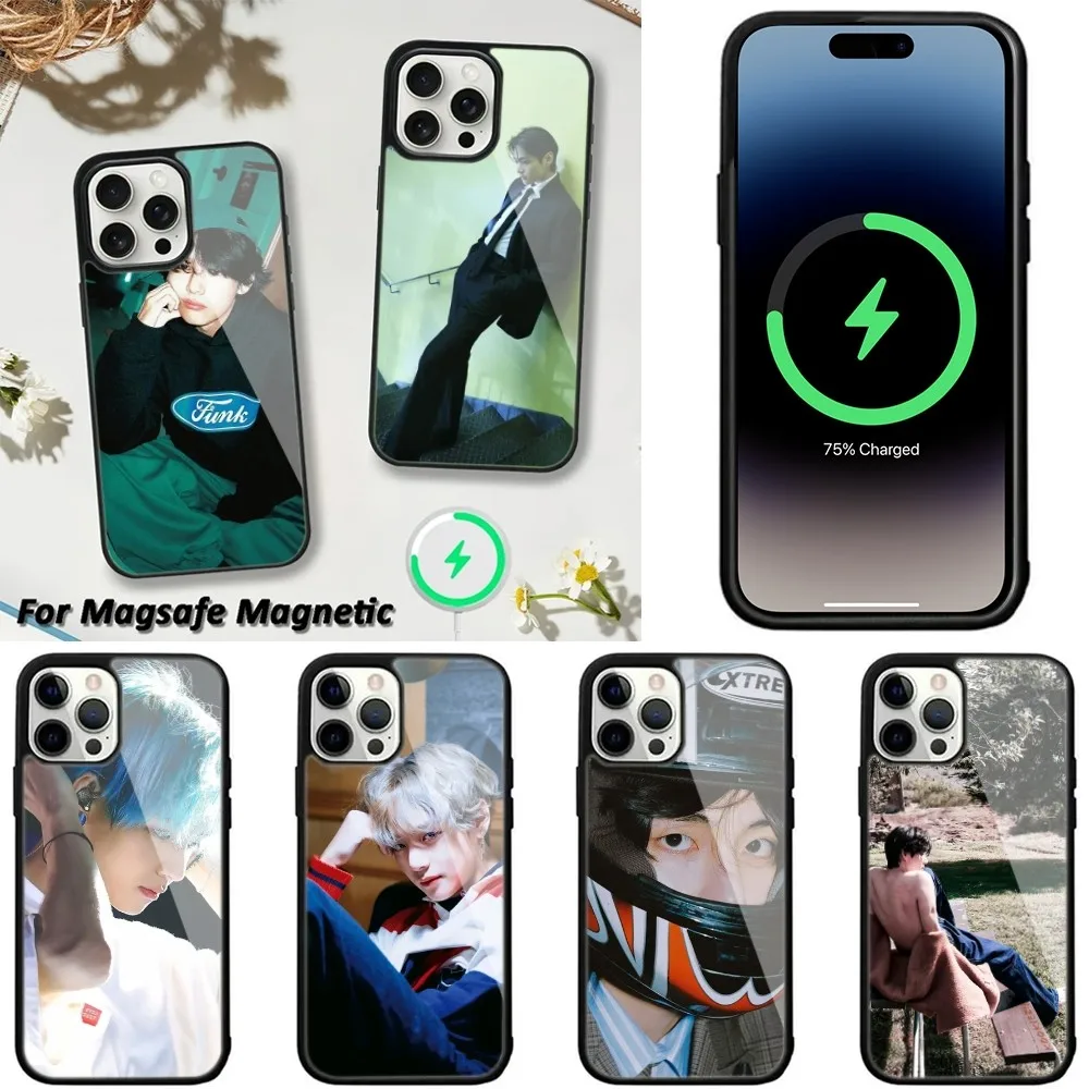 Kim V T-Taehyung Phone Case For iPhone 15,14,13,12,11 Pro Max Plus Cases Wireless Charging