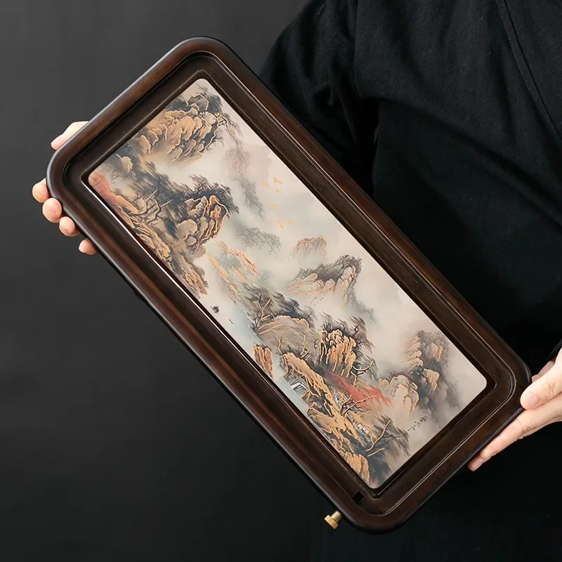 Color Changing Bamboo Tea Table Household Water Storage and Drainage Dual Use Landscape Chinese Tea Set Tray