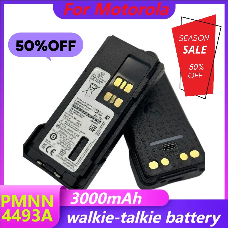 

3000Mah Battery with USB-C for Motorola DP4400 P8668I Walkie-Talkie PMNN4493A