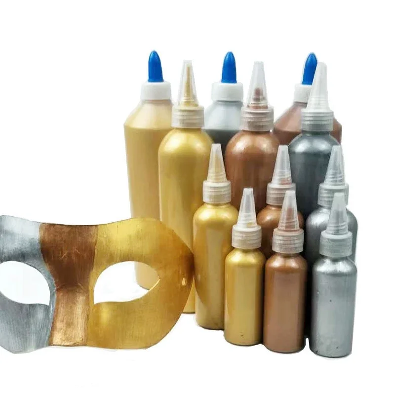 500ml Metal Pearlescent Acrylic Paint Gold Silver Copper Paint DIY Sculpture Coloring Plaster Graffiti Wall Painting Waterproof