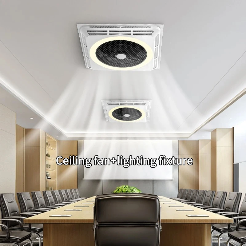 New Intelligent Bladeless Ceiling Circulating Fan Light, Dimmable, LED Light, Aluminum Buckle Gypsum Board Panel Light