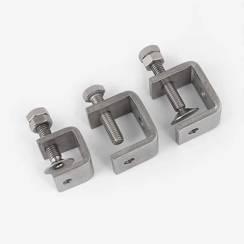 1Pcs 304 Stainless Steel C Clamps Hexagon Adjustable Positioning Screw For Desk Fixed Holders Corrosion-Resistant 20mm~130mm
