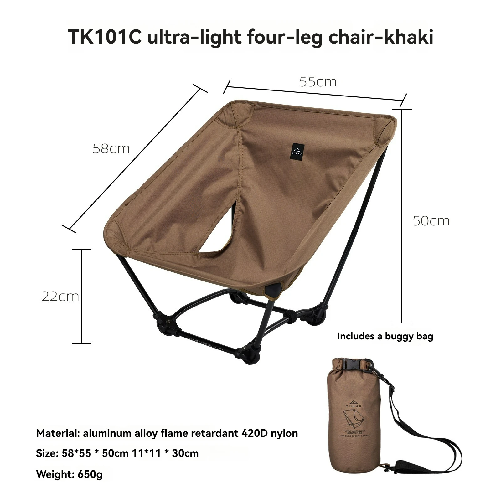 Heavy-Duty Ripstop Oxford Fabric Folding Moon Chair Stable Triangular Structure for Beach Fishing and Rugged Camping
