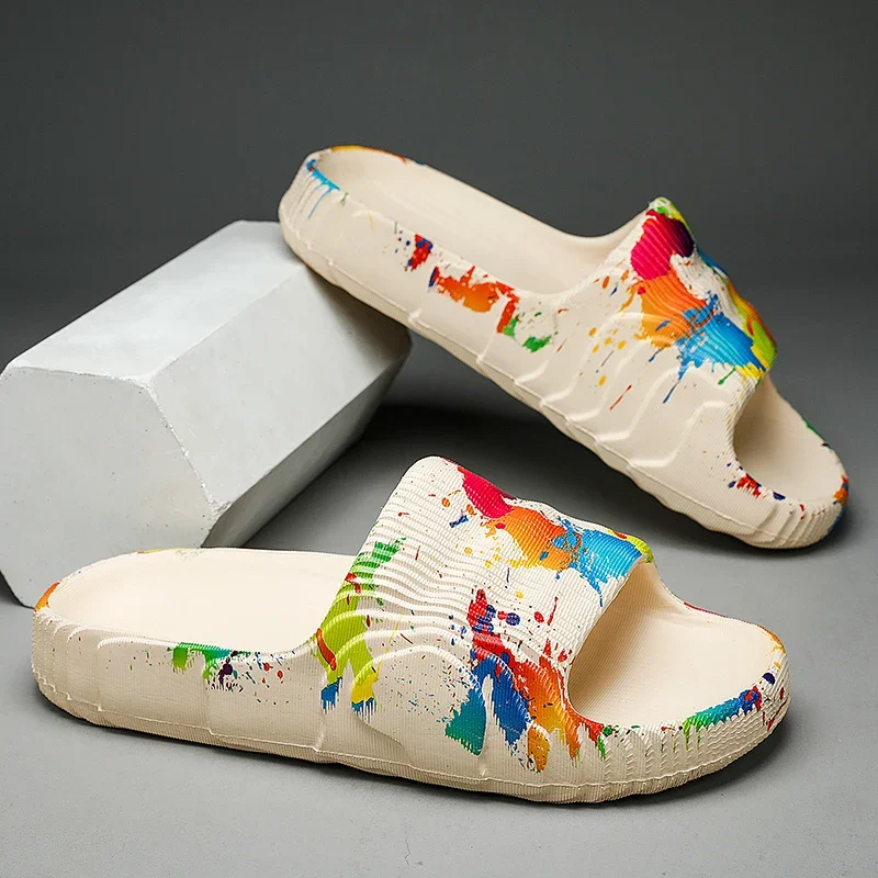 Men Shoes Home Slippers Beach Outdoor EVA Non-Slip Slides Unisex Fashion Flats Flip Flops Casual Sandals House Bathroom Slides