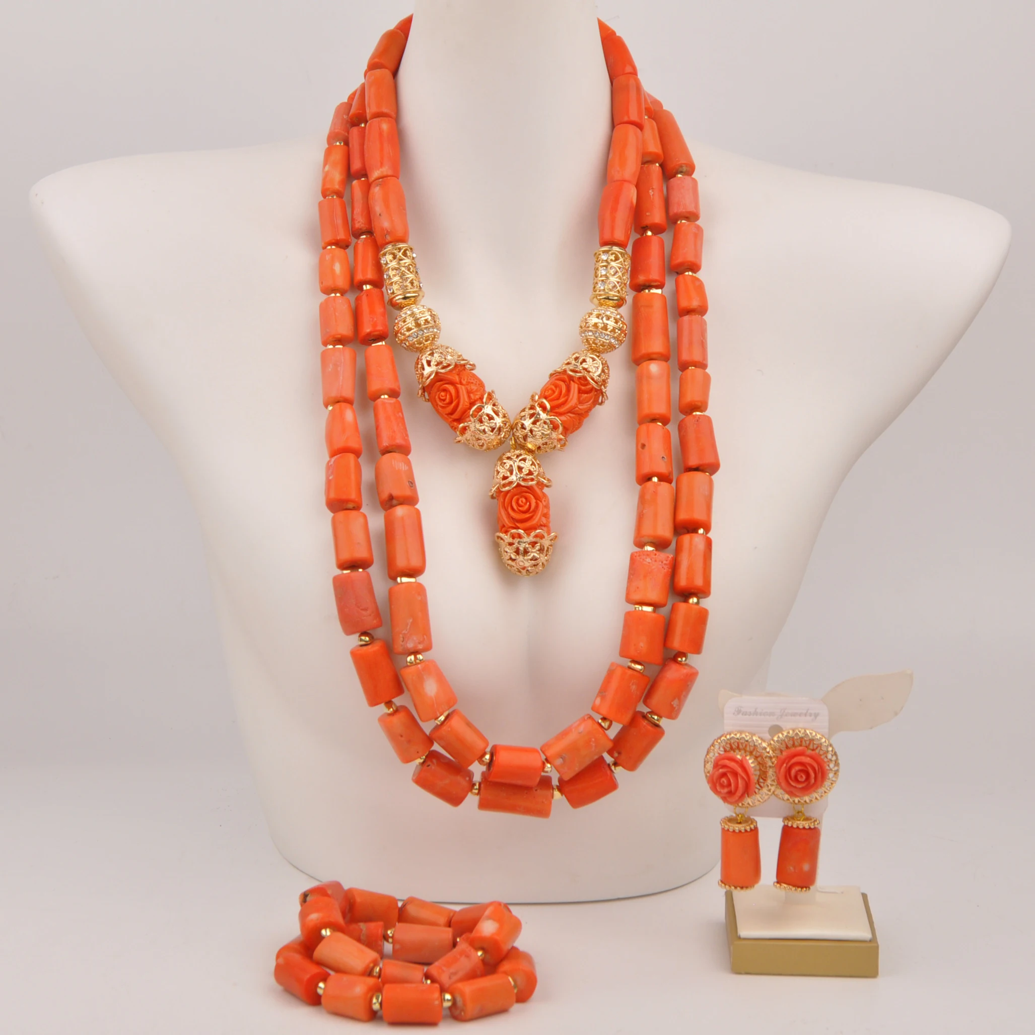 

Original Orange Coral Jewelry Set