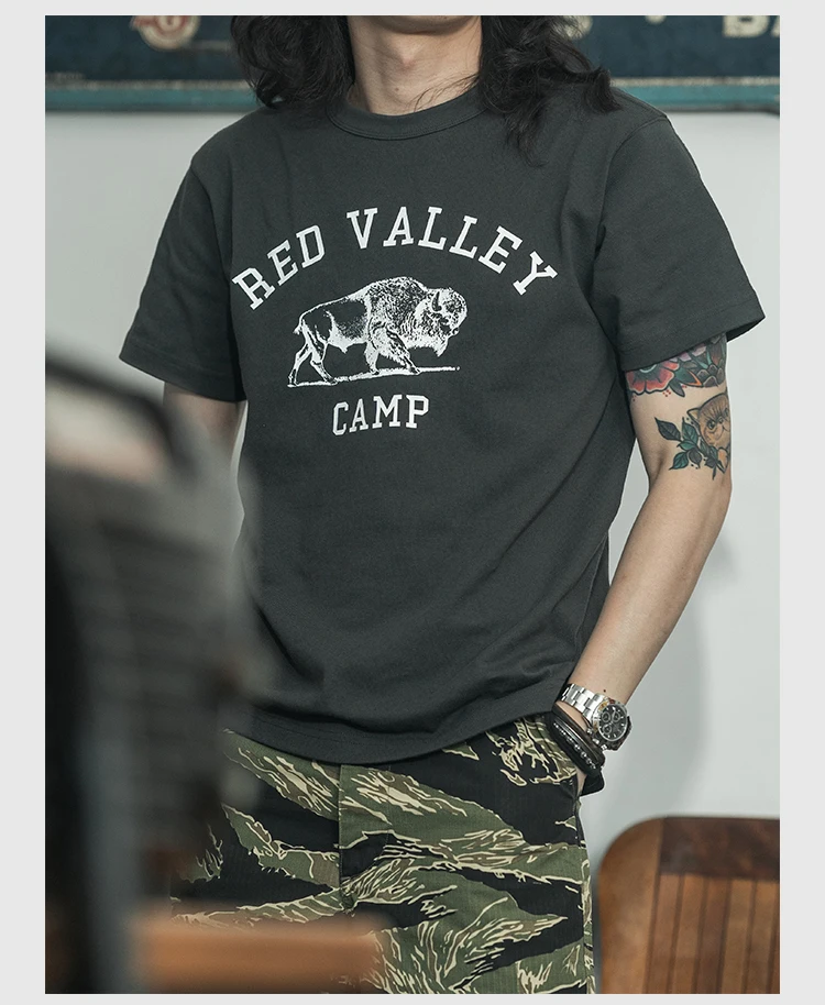 

Футболка унисекс Non Stock American Red River Valley Camp Heavyweight с круглым вырезом, летняя, в стиле ретро, повседневная