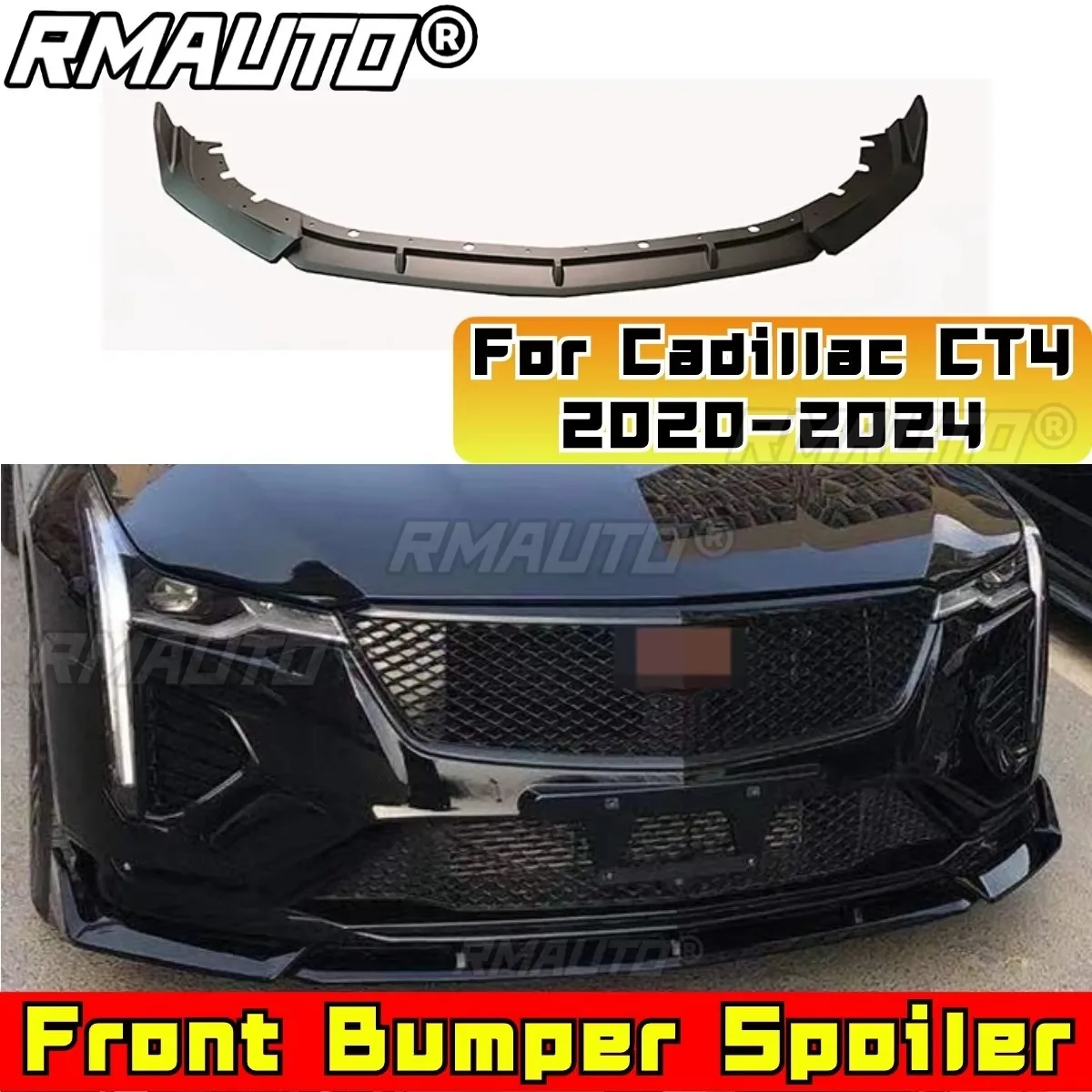 Car Front Bumper Lip Splitter Diffuser Spoiler Body Kit for Cadillac CT4 2020-2024 Bumper Guard Cover Protector Car Accessories