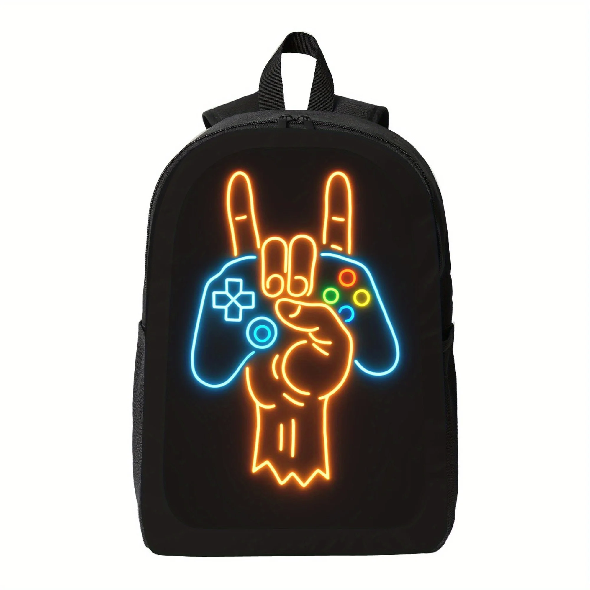 

Gamer Backpack with Neon Effect - Lightweight School Bag, Large Capacity Gaming Backpack with Adjustable Shoulder Strap
