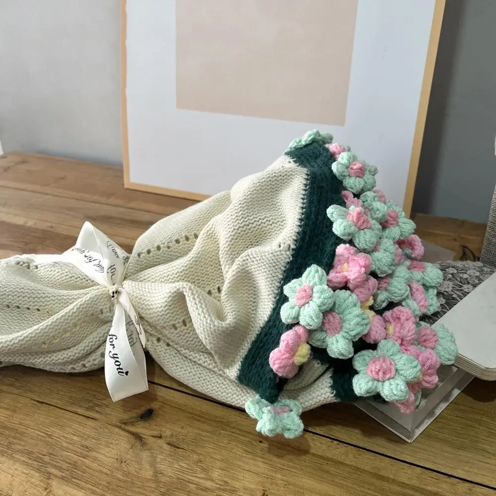 Ultra-soft Crochet Blanket Handmade Crochet Daisy Bouquet Blanket Floral Throw Blanket for Sofa Bed Cozy Flower-inspired Home