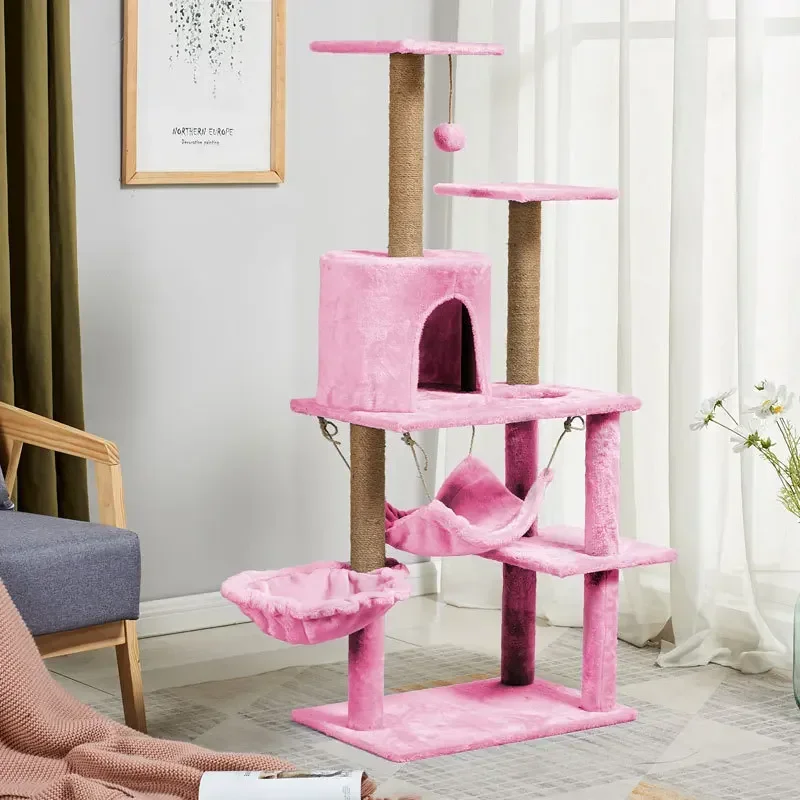 Luxury Modern Large wooden Cat Tree Tower House Cat Climbing Tree House For Cat Pet