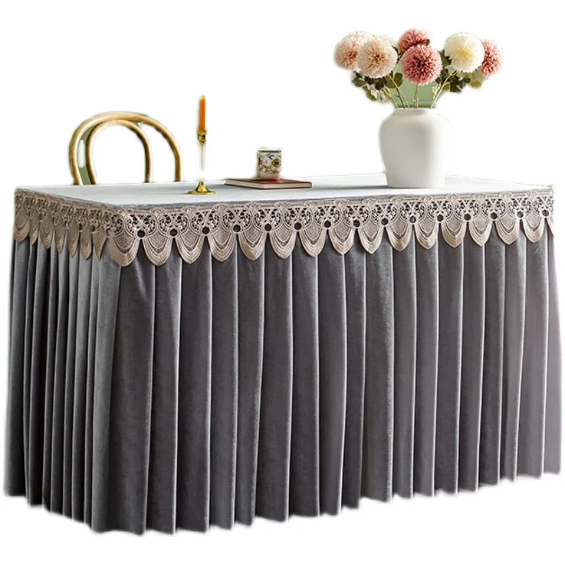 Thickened Velvet Table Skirt Tablecloth Hotel Conference Buffet Event Convention Sign-in Table Cloth Table Skirt