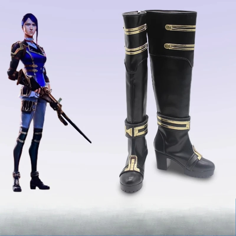 أحذية كوسبلاي كايتلين LOL أحذية غامضة شريف بيلتوفر إكسسوارات تنكرية لحفلات الهالوين مصنوعة حسب الطلب