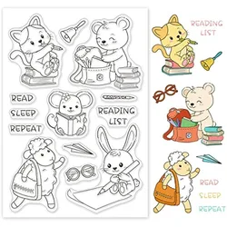 Zwierzęta silikonowa przezroczysta znaczki kociak niedźwiedź króliczek powrót do szkoły przezroczyste znaczki dla robienie kartek Scrapbooking dekoracja