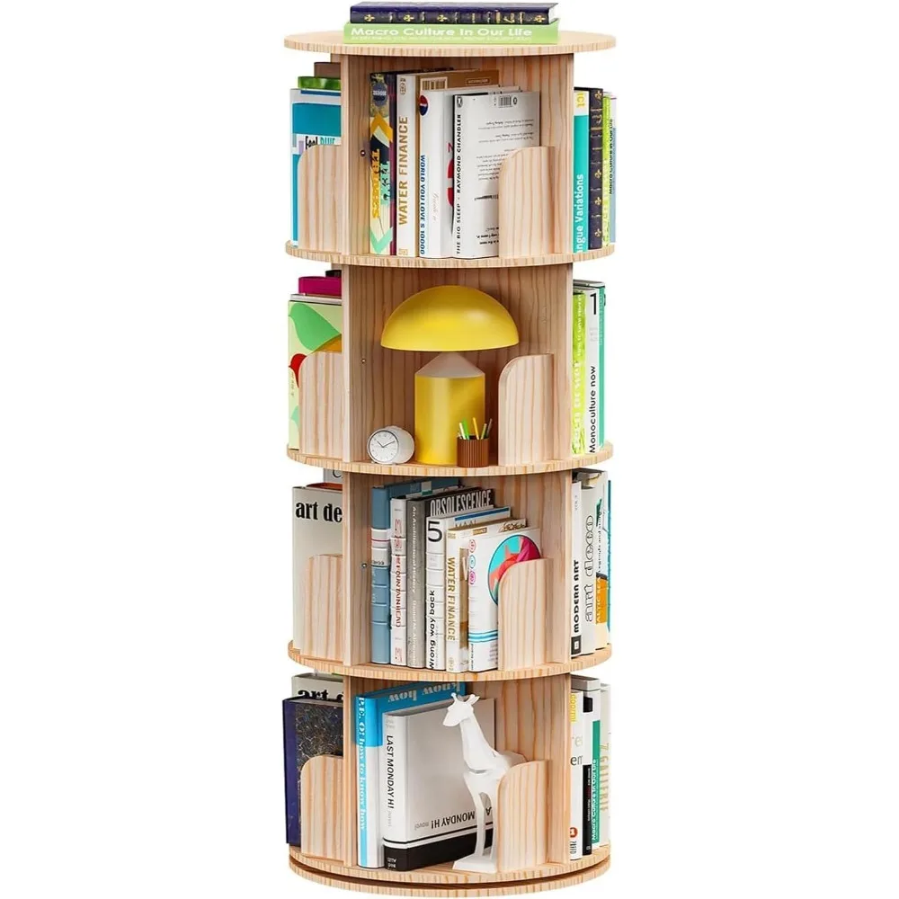 

Floor Standing Spinning Bookshelf Tower for Kids, 360 Display Revolving Corner Bookcase Round Book Shelf Organizer for Bedroom