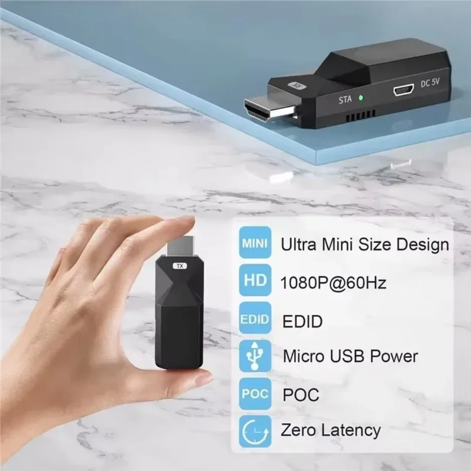 Xikcu 50m transmissor de vídeo sem fio receptor hdmi-compatível extensor adaptador de exibição cabo espelho de tela para câmera pc para tv