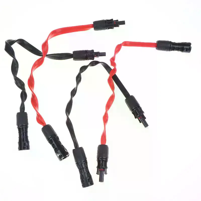 2Pcs 12AWG 10AWG 4mm2 6mm2 Female Male Waterproof Connectors Flat Solar Panel Extension Cable For RV Photovoltaic Home Balcony