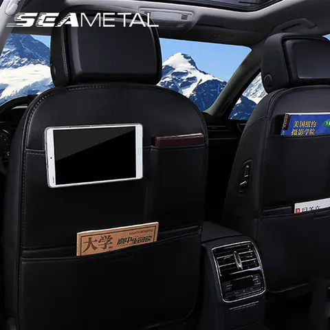 SEAMETAL 자동차 안티 킥 패드 범용 시트 백 보관 가방 자동 안티 키즈 킥 패드 다기능 자동차 좌석 뒤 보호대