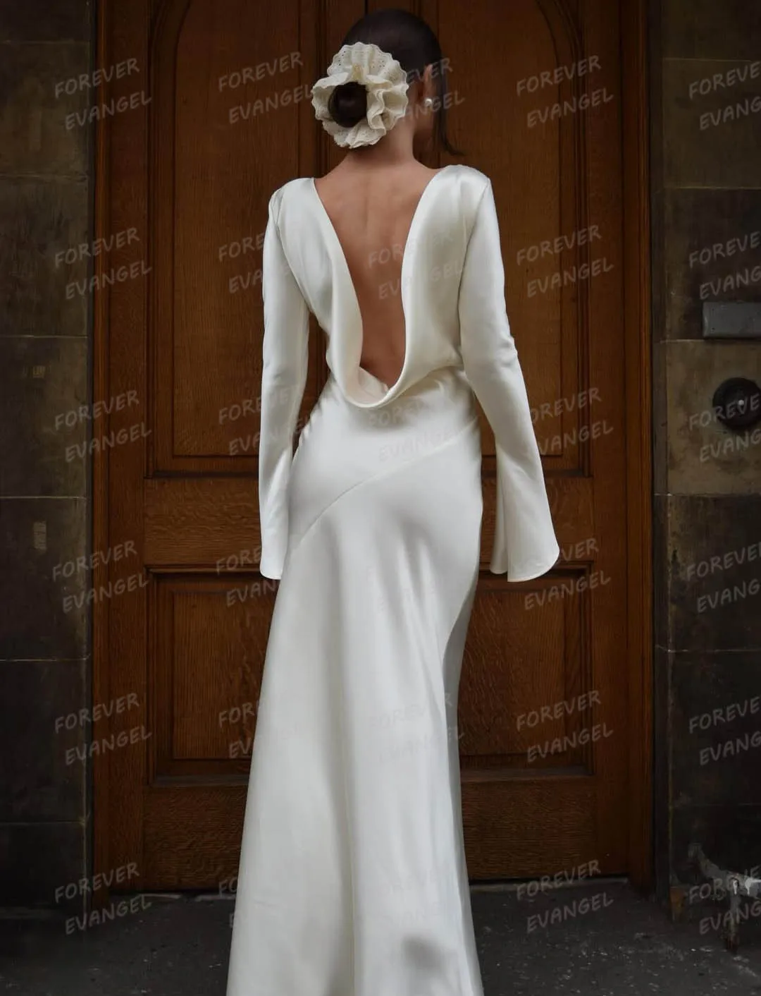 Urocze, proste suknie ślubne 2026, damskie suknie ślubne typu syrena z długim rękawem, formalne suknie bez pleców, Vestidos De Novia, szyte na miarę na przyjęcie.