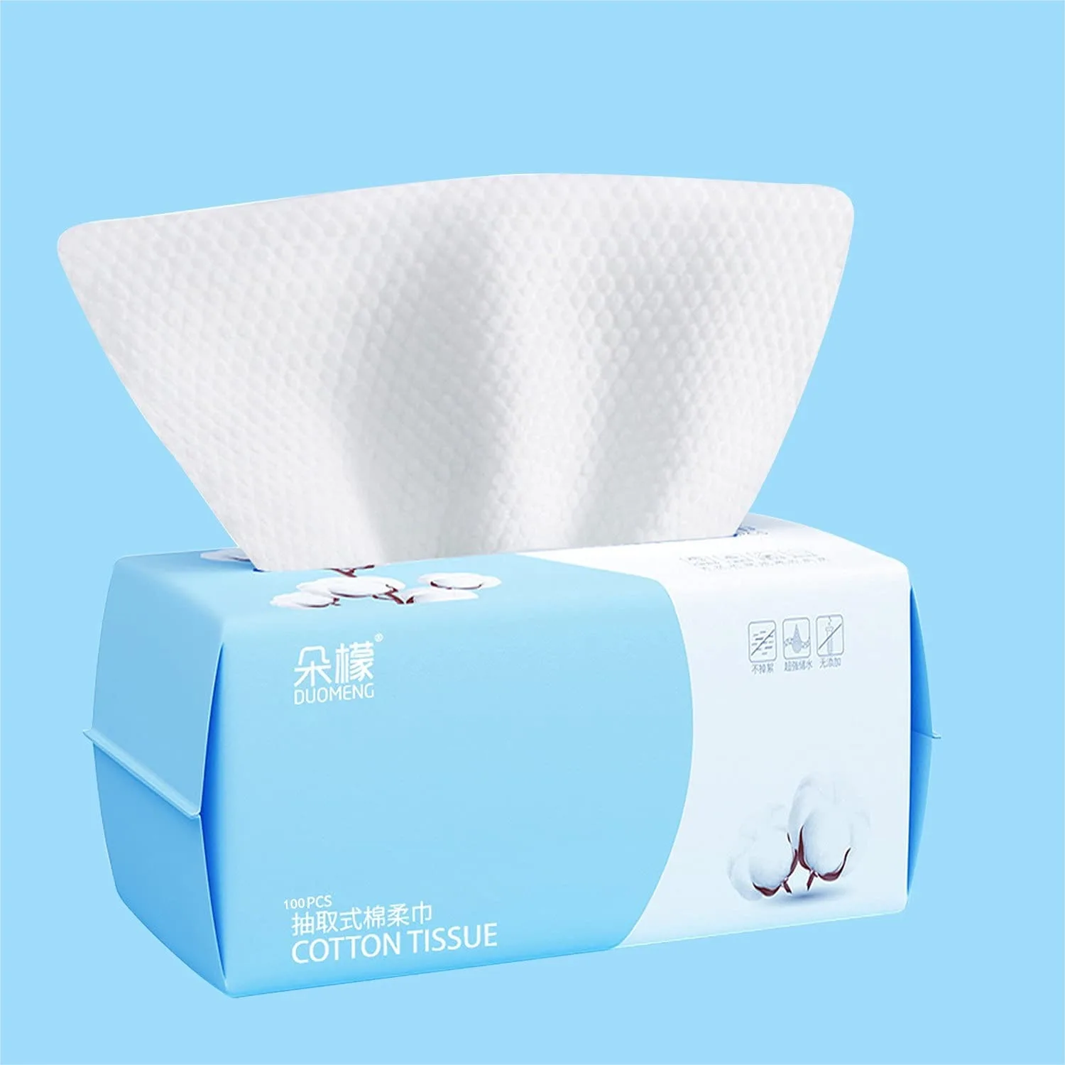 Cotton Facial Dry Wipes 100 Count, Disposable Face Towel for Cleansing, Makeup Removal, Baby Care, and House Cleaning