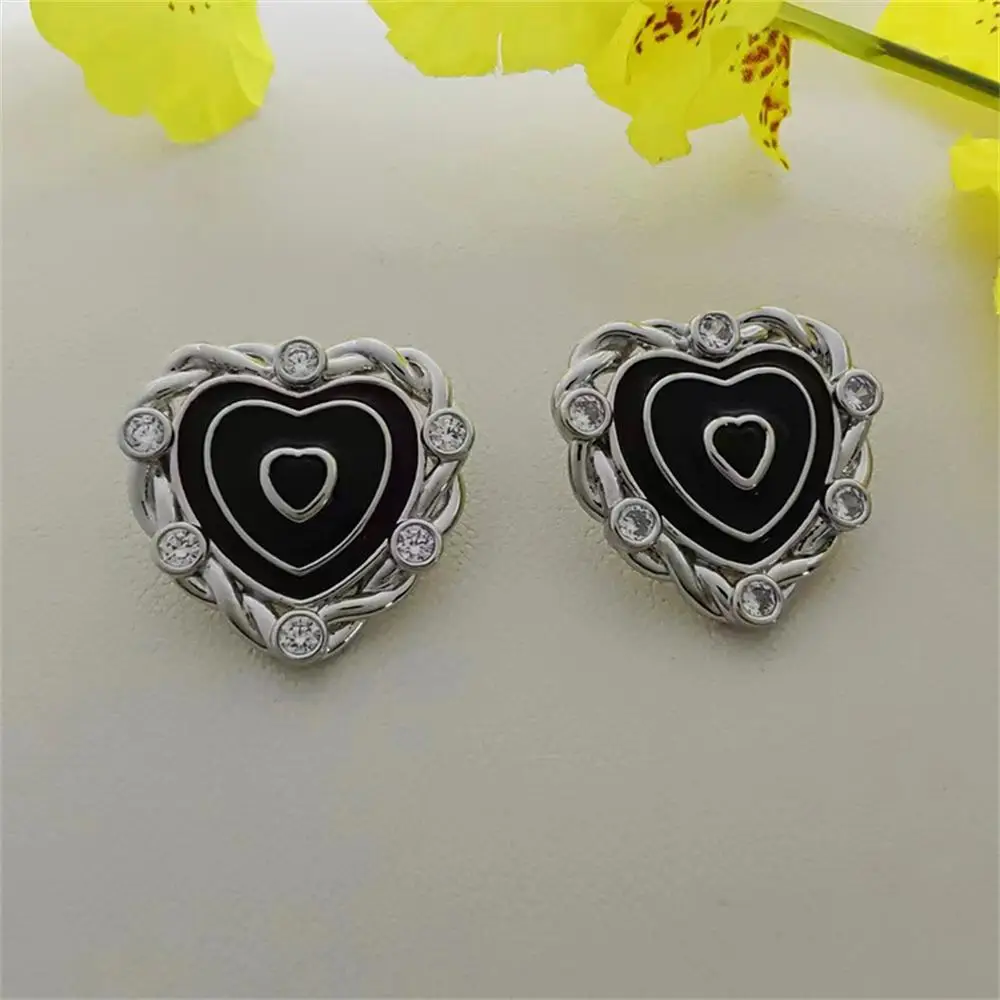 Twisted Wicklung Herz Stud Ohrringe für Frauen Silber Farbe Sparkle CZ Zirkon Große Ohr Studs Temperament Ohr Schmuck Pendientes