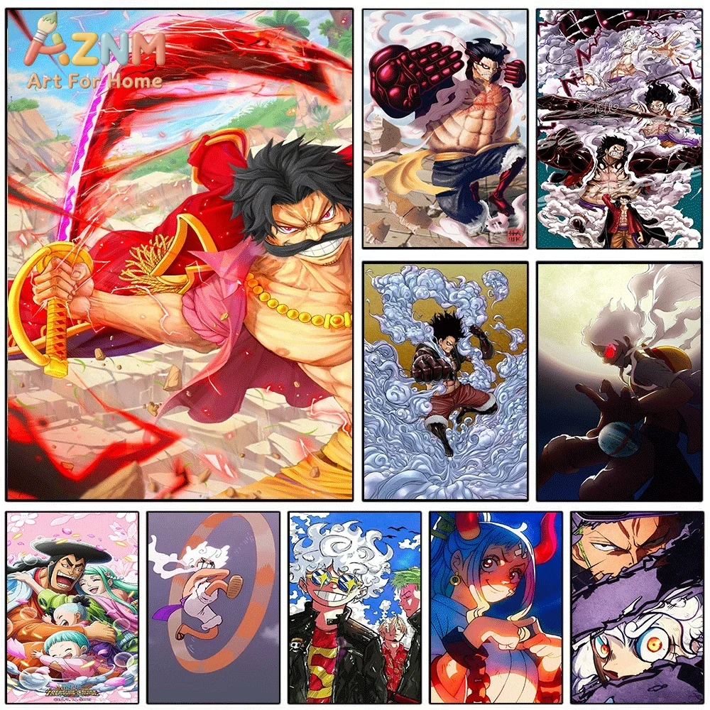 One Piece Anime Canvas Wall Art No Frame Gol D Roger Luffy Nika Manga Print Painting Bedroom Living Room Home Wall Decor Poste