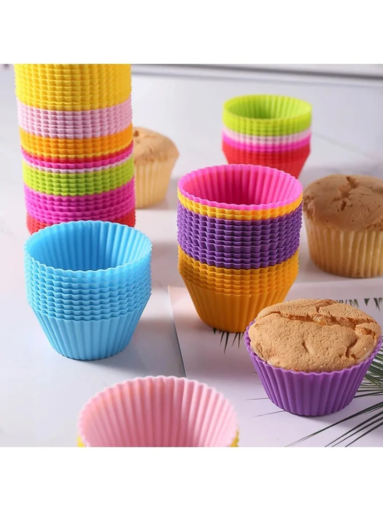 Moule à gâteau rond en silicone, 12 pièces, réutilisable, pour friteuse à air, muffins, puddings, cupcakes, résistant aux hautes températures HPMD007