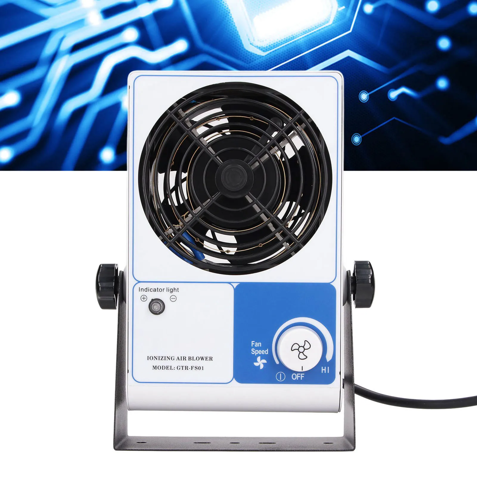 Ventilatore d'aria industriale antistatico per la rimozione della polvere Ventilatore ionizzatore ESD regolabile Ventilatore ionizzatore ESD Ionizzazione da tavolo per linee di produzione