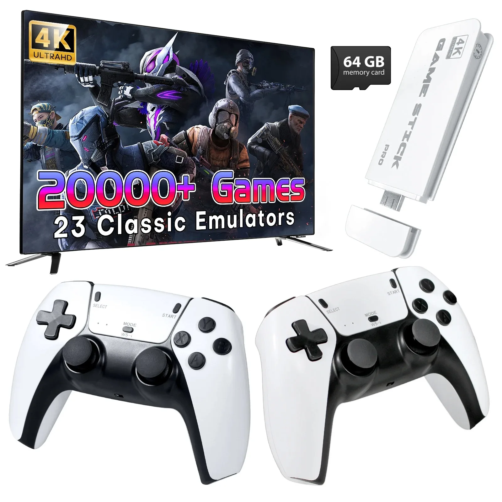 

M15 Game Stick Mini TV Портативная игровая консоль Беспроводные геймпады Видеоигра 128G 30000+ Ретро-игра HD Выход для двух игроков для PS1