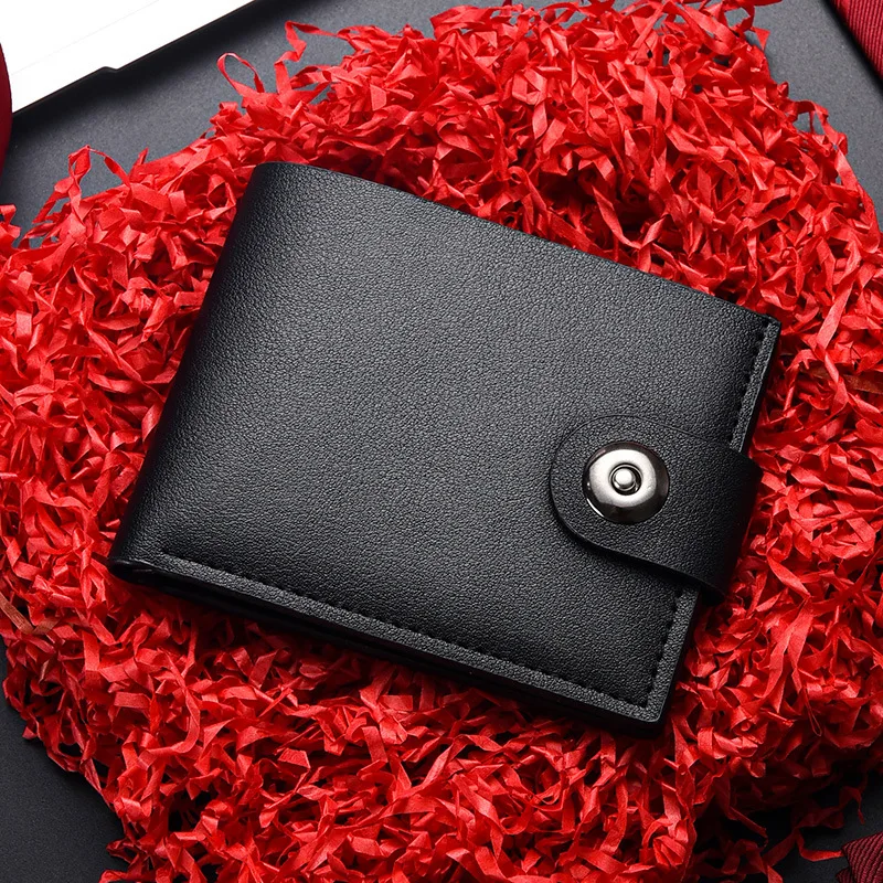 

Men`s Wallet Soft Leather Buckle Short Wallet Credit Card Holder Coin Purse For Man Money Clip Small Bag