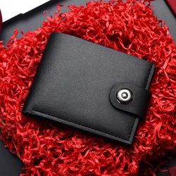 Men`s Wallet Soft Leather Buckle Short Wallet Credit Card Holder Coin Purse For Man Money Clip Small Bag