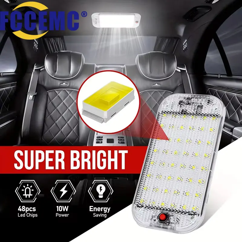 Car Ceiling Light With ON/OFF Switch Bright LED Auto Interior Dome Light For Box Trucks Campers Boats RV Reading Lamp 12-85V