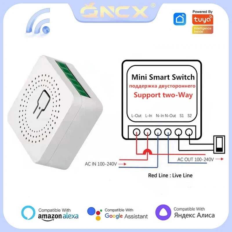 Tuya Mini Wifi Smart Switch Module Support 2 Way Control Smart Home DIY Switches Smart Life APP Alexa Google Home Voice Control