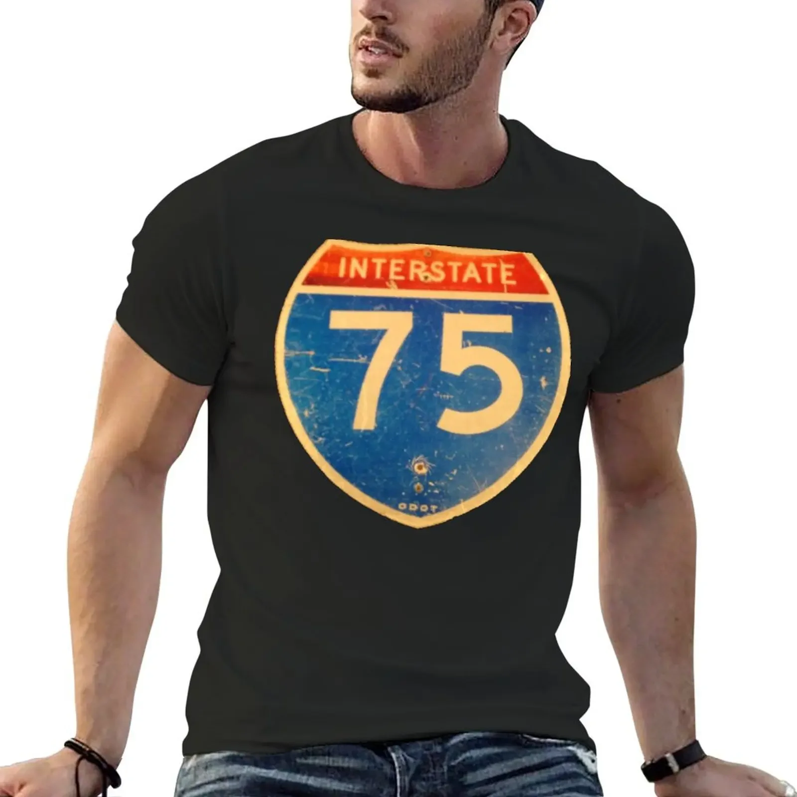 Ohio Interstate 75 (I75 or I-75) Sign T-Shirt heavyweights baggy shirts plus size tops t shirts for men