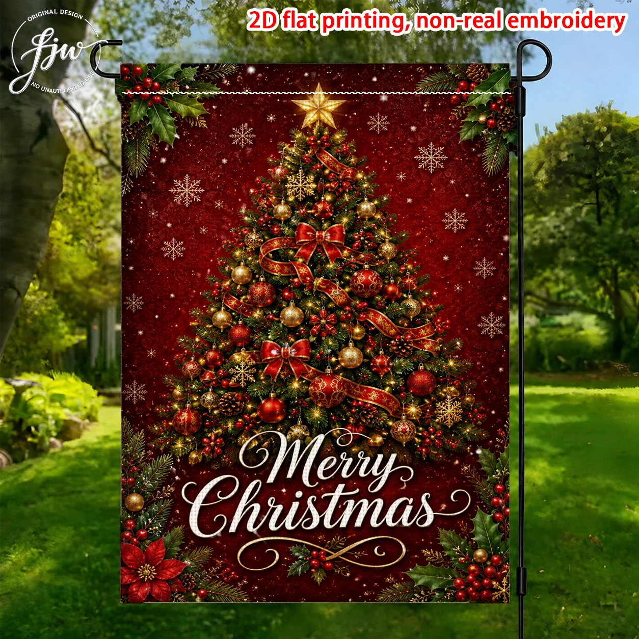 1pc Christmas Garden Flags  Seasonal Holiday Outdoor Yard Decorative Flags for Winter Xmas Home Lawn Patio Porch