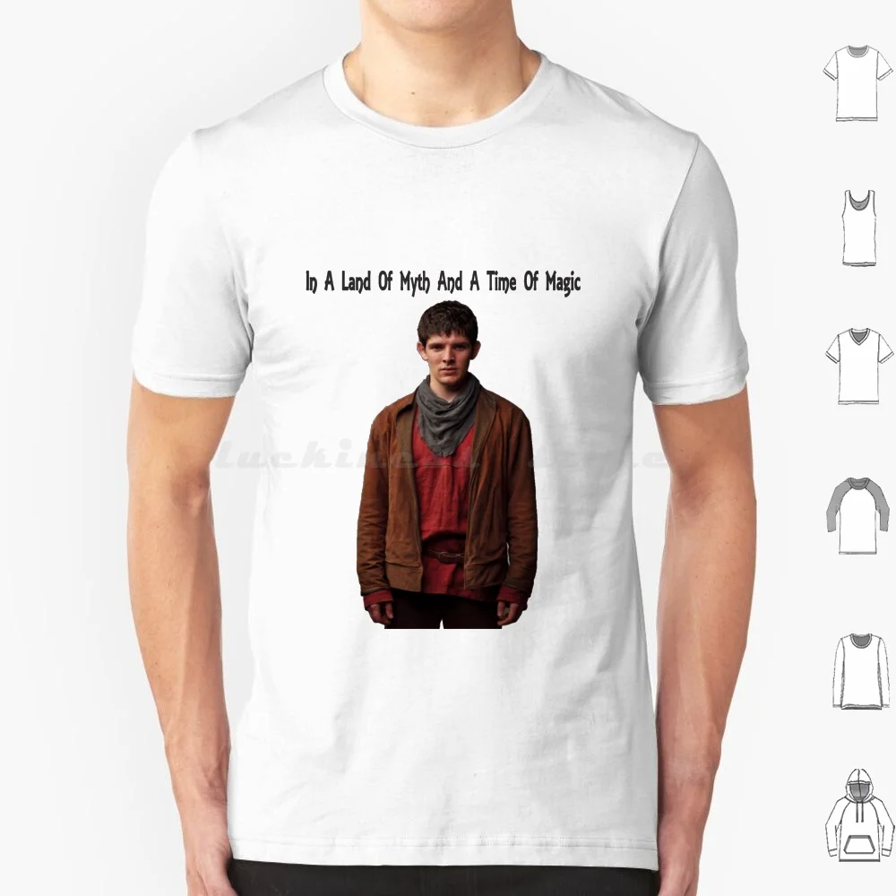 Merlin T Shirt Big Size 100% Cotton Merlin Arthur Tv Legend Knight Colin Morgan Bradley James Eoin Alex Vlahos Santiago Cabrera