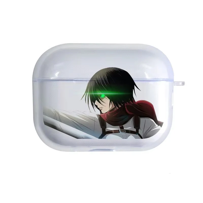 Janpaese Anime Girl M-Mikasa Soft Silicone TPU Case For AirPods Pro 3 2 1 AirPods 4 3 2 1 Transparent Bluetooth Earphone Case