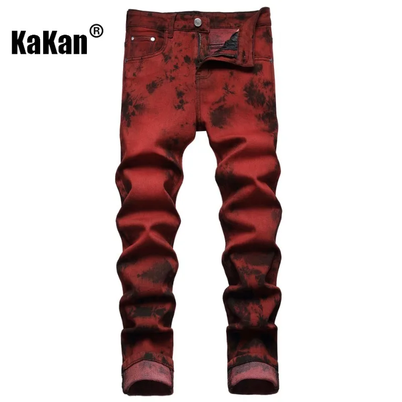 

Kakan - European and American Dyed Red Brick Jeans for Men, Original Personalized Street Trendy Long Jeans K87-F843