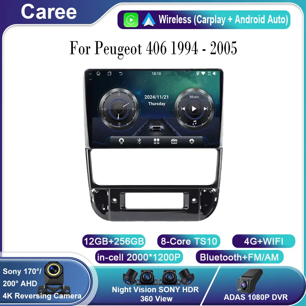 

Android Car For Peugeot 406 1994 - 2005 Multimedia Stereo QLED Radio Video Head Unit Player GPS BT Carplay Android Auto No 2din